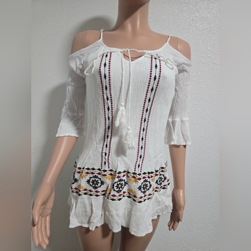 White Bohemian Embroidered Women's Top